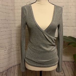 SHEIN Gray and Silver shine Top